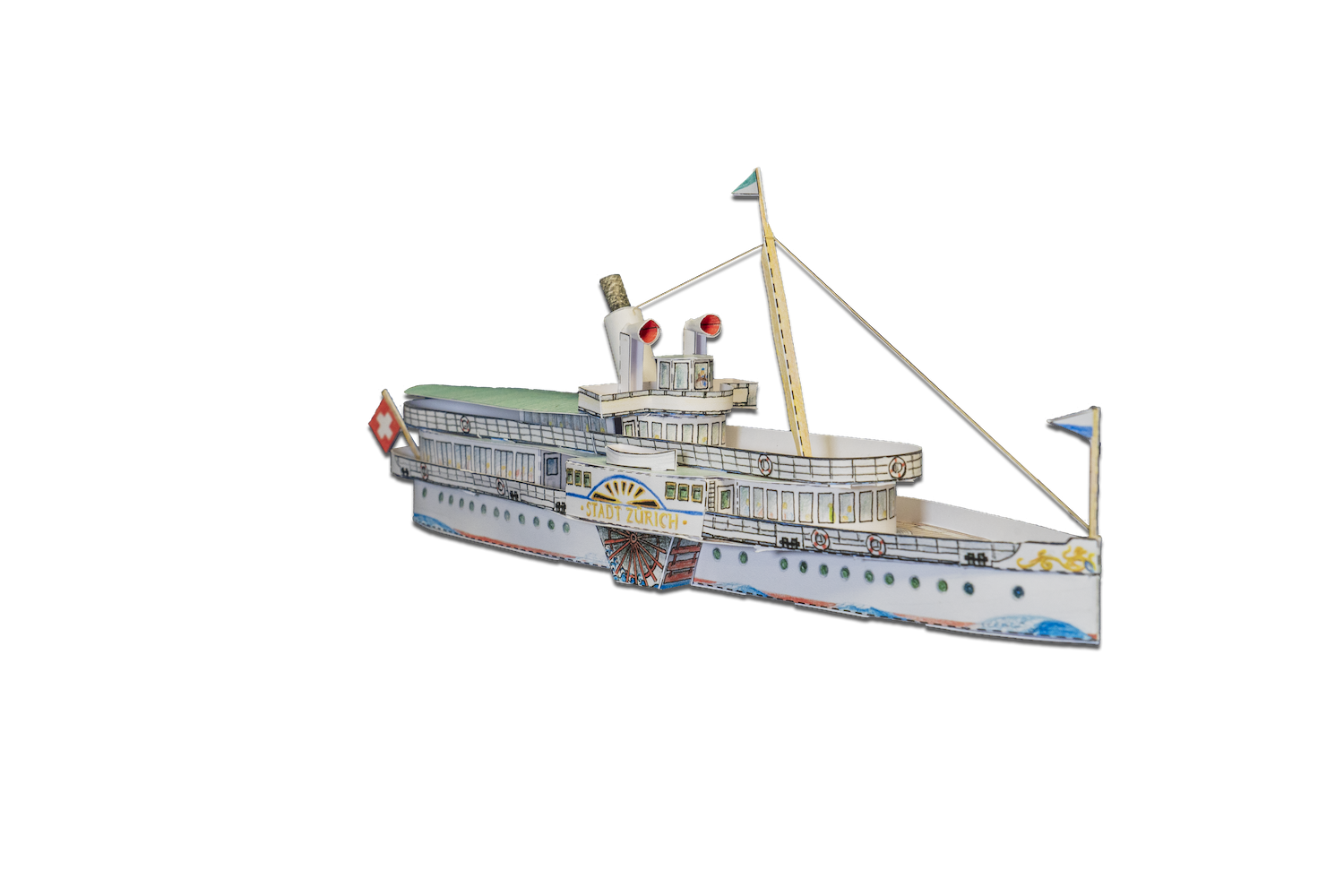 Kartonmodell des Raddampfers