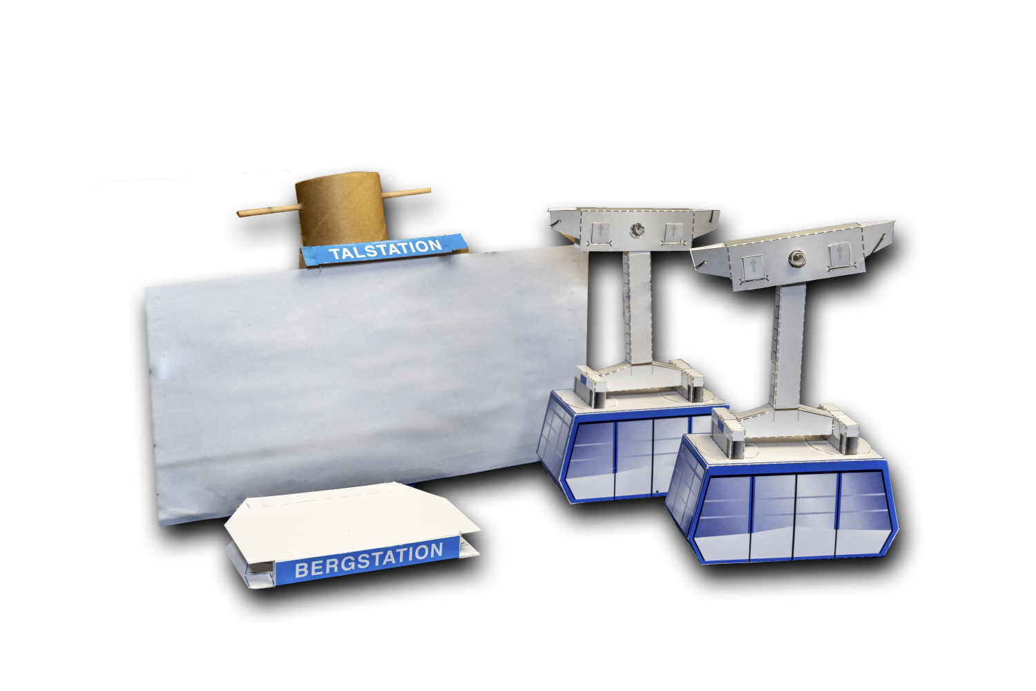 Kartonmodell der Luftseilbahn